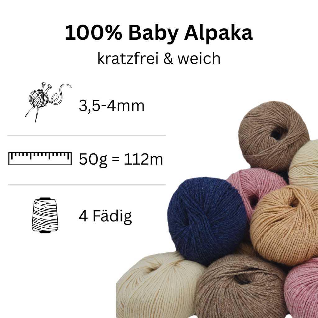 100% Baby Alpaka Wolle  |Strickwolle | 4-fädig