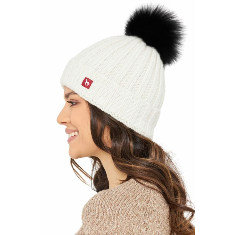 Alpaka Mütze BIANCA mit Bommel aus Baby Alpaka und Woll-Mix