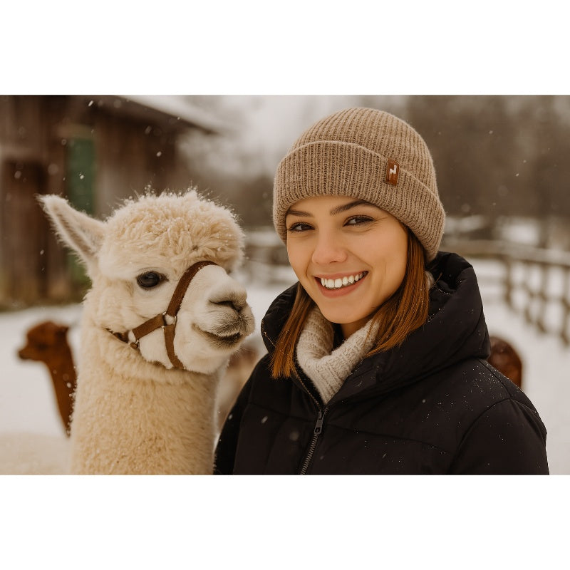 Alpaka Mütze | Doppelt gestrickt | 100 % Alpakawolle | S-M | Damen