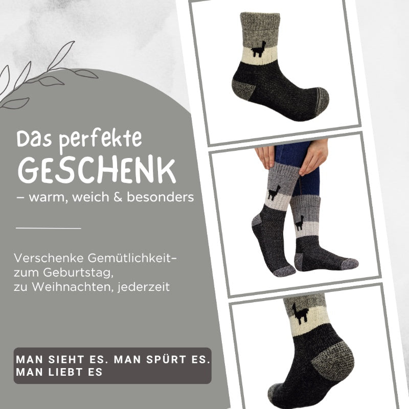 Alpaka Socken Alpaquita | Fair Trade | aus Alpaka-Wolle-Mix | schwarz-grau