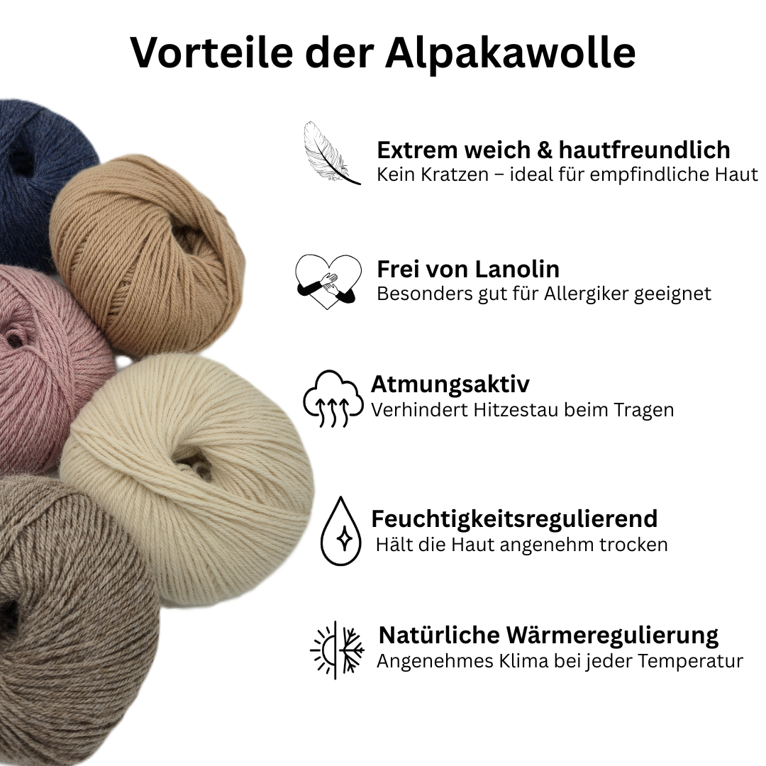 100% Baby Alpaka Wolle  |Strickwolle | 100g Set / 250g Set | 4-fädig