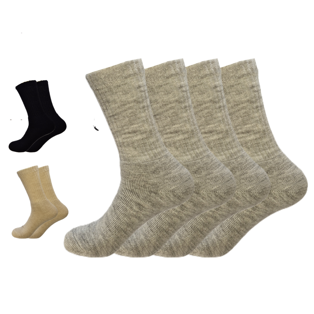 4er Pack | Alpaka Crew Socken | Fair Trade | aus Alpaka-Wolle-Mix|