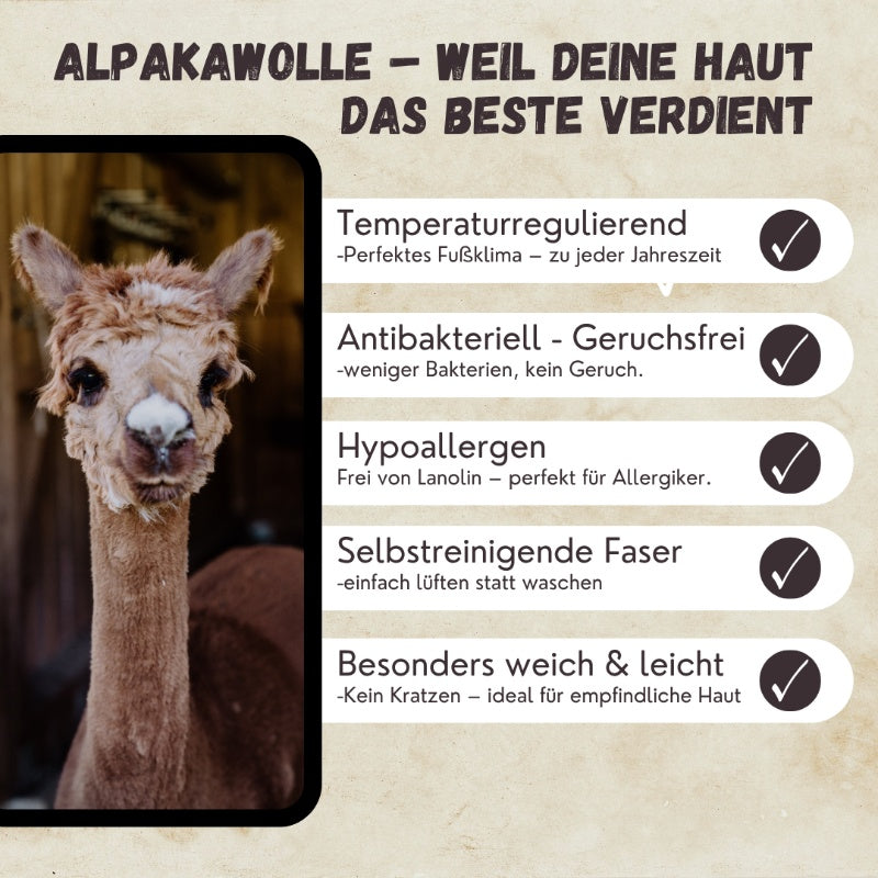 Alpaka Socken Alpaquita | Fair Trade | aus Alpaka-Wolle-Mix | schwarz-grau