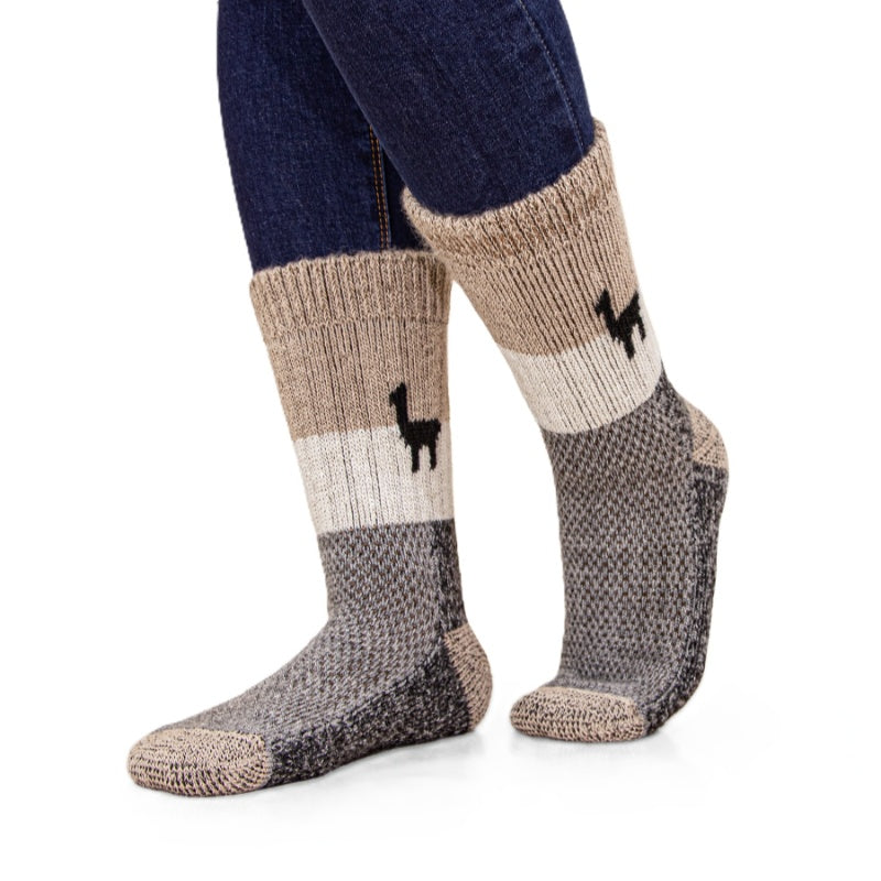 Alpaka Socken Alpaquita | Fair Trade | aus Alpaka-Wolle-Mix | schwarz-grau