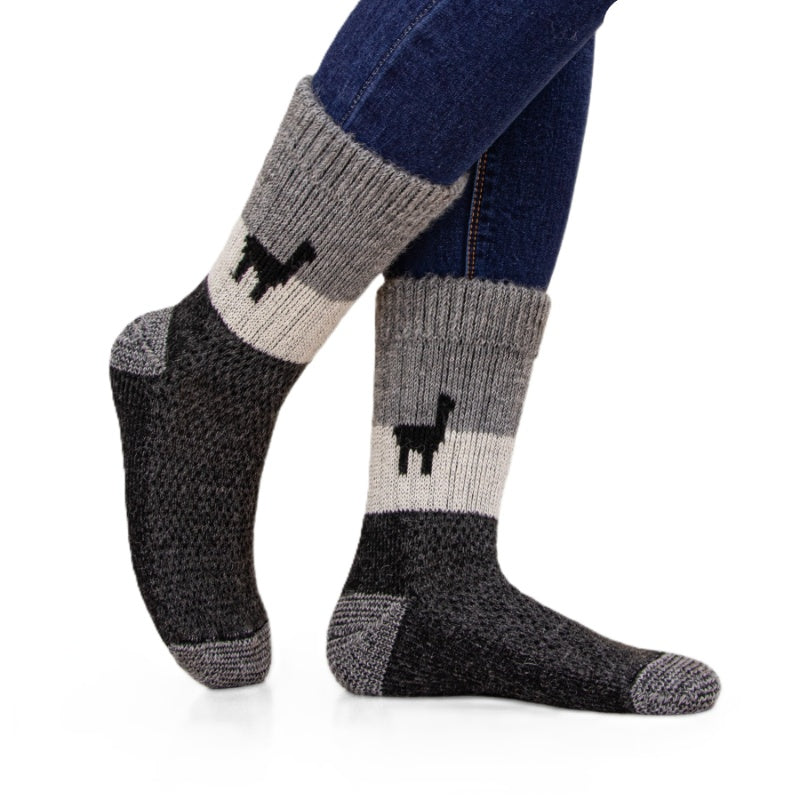 Alpaka Socken Alpaquita | Fair Trade | aus Alpaka-Wolle-Mix | beige-grau