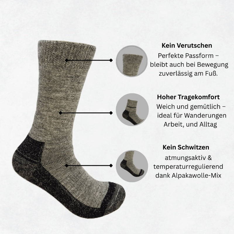 Alpaka Outdoor Hiker Socken | Fair Trade | aus Alpaka-Wolle-Mix