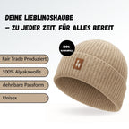 Alpaka Mütze | Doppelt gestrickt | 100 % Alpakawolle | S-M | Damen