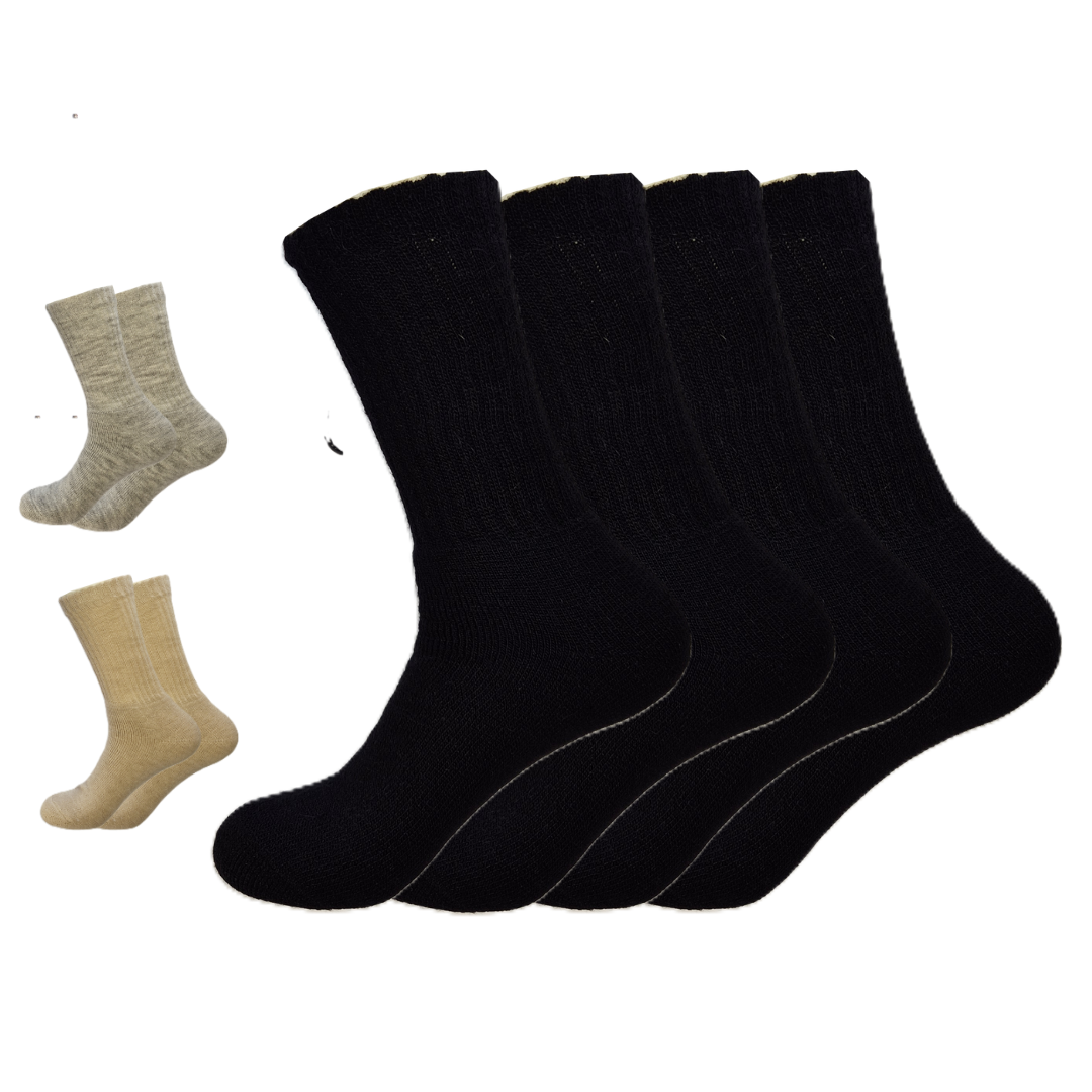 4er Pack | Alpaka Crew Socken | Fair Trade | aus Alpaka-Wolle-Mix|