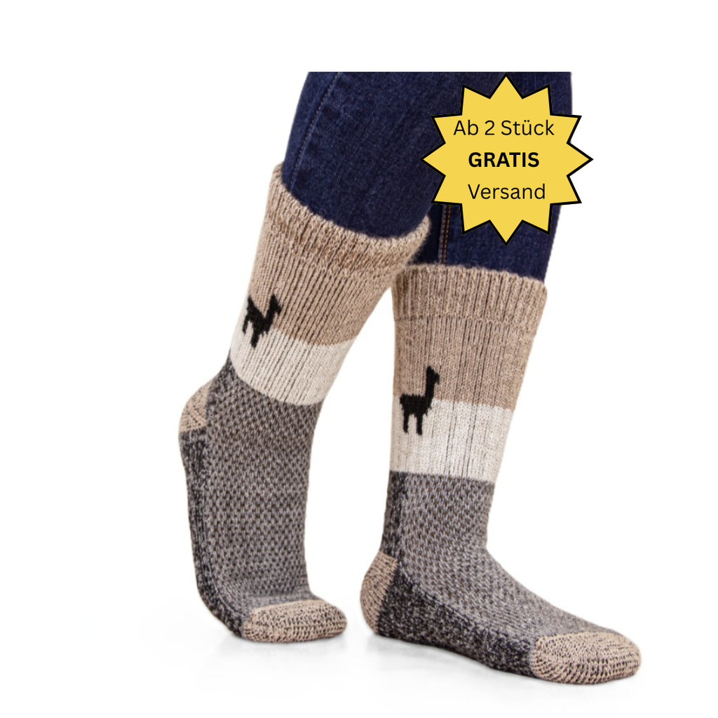 Alpaka Socken Alpaquita | Fair Trade | aus Alpaka-Wolle-Mix | schwarz-grau