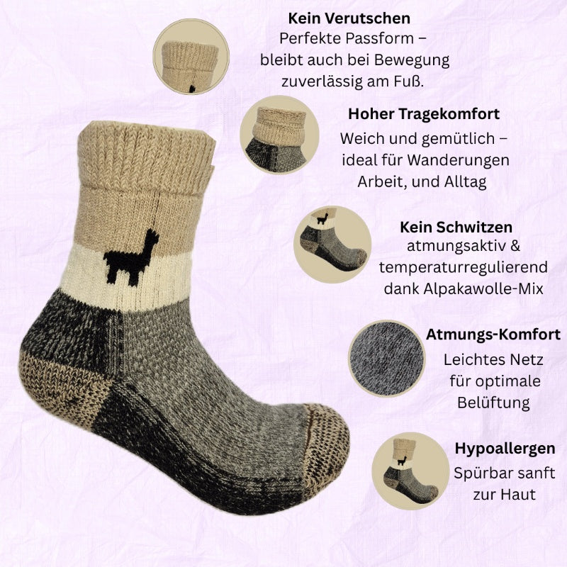 Alpaka Socken Alpaquita | Fair Trade | aus Alpaka-Wolle-Mix | schwarz-grau
