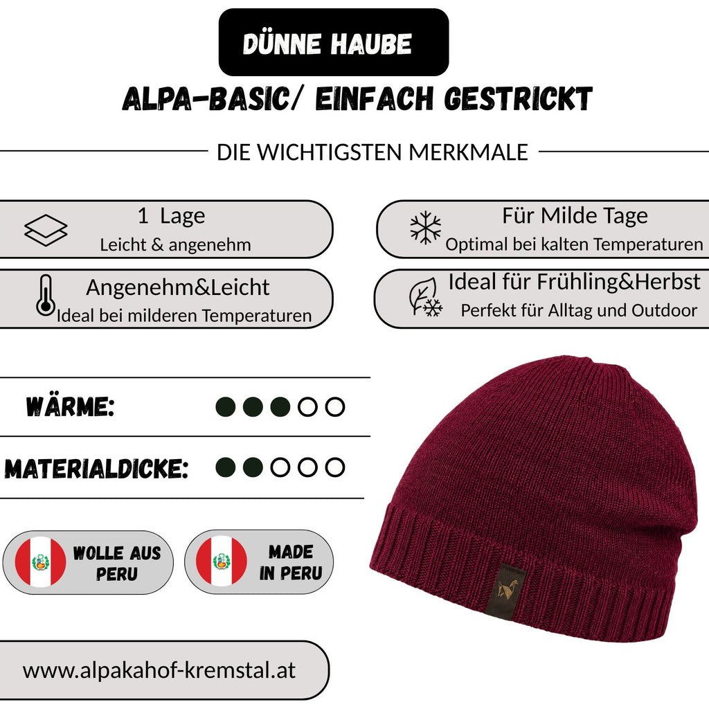 Alpaka Mütze | Einfach gestrickt | 100 % Alpakawolle | Unisex | ALPAKNIT