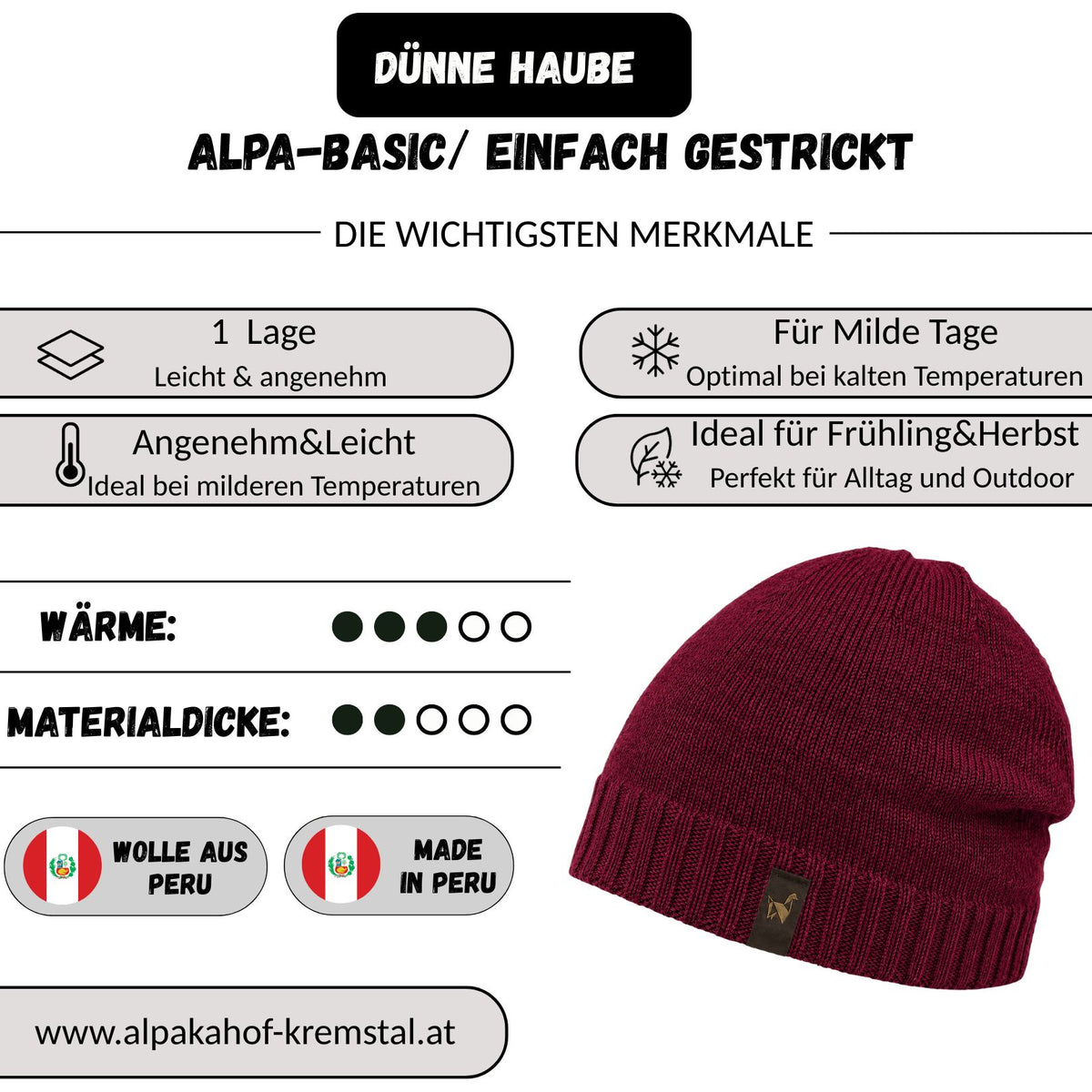 Alpaka Mütze | Einfach gestrickt | 100 % Alpakawolle | Unisex | ALPAKNIT