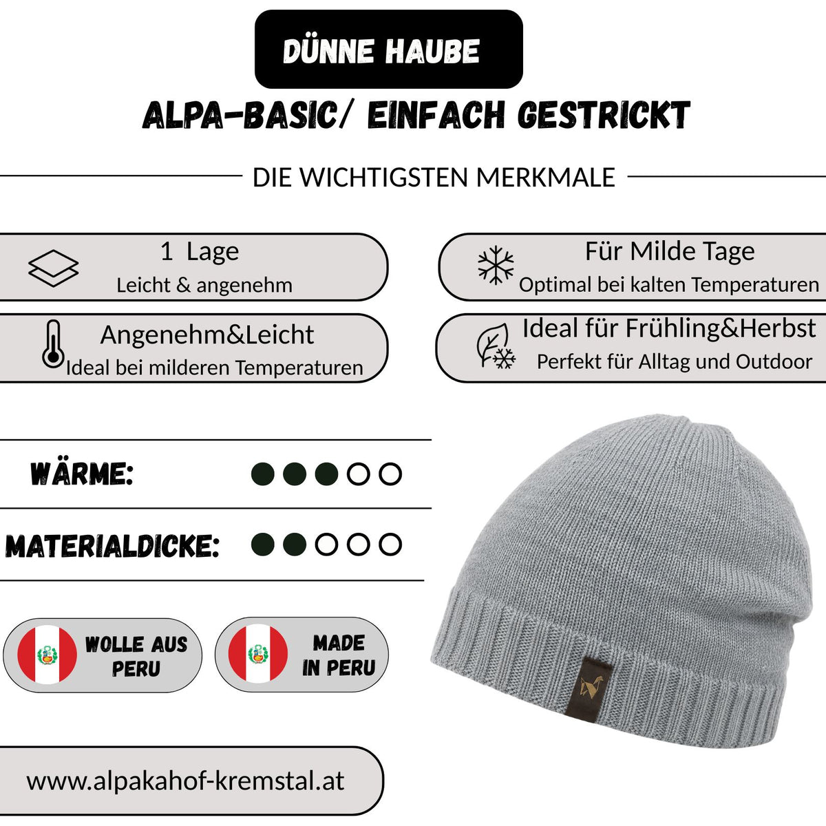 Alpaka Mütze | Einfach gestrickt | 100 % Alpakawolle | Unisex | ALPAKNIT