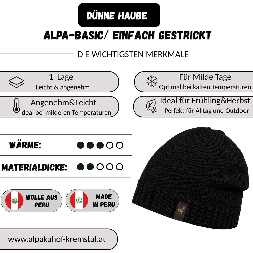 Alpaka Mütze | Einfach gestrickt | 100 % Alpakawolle | Unisex | ALPAKNIT