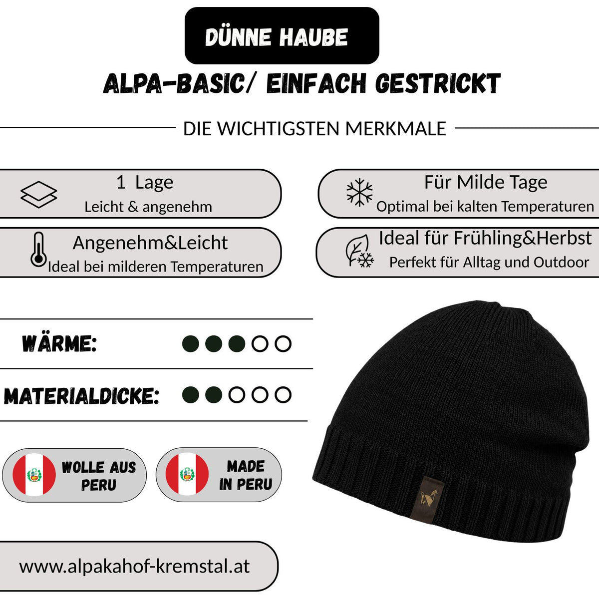 Alpaka Mütze | Einfach gestrickt | 100 % Alpakawolle | Unisex | ALPAKNIT