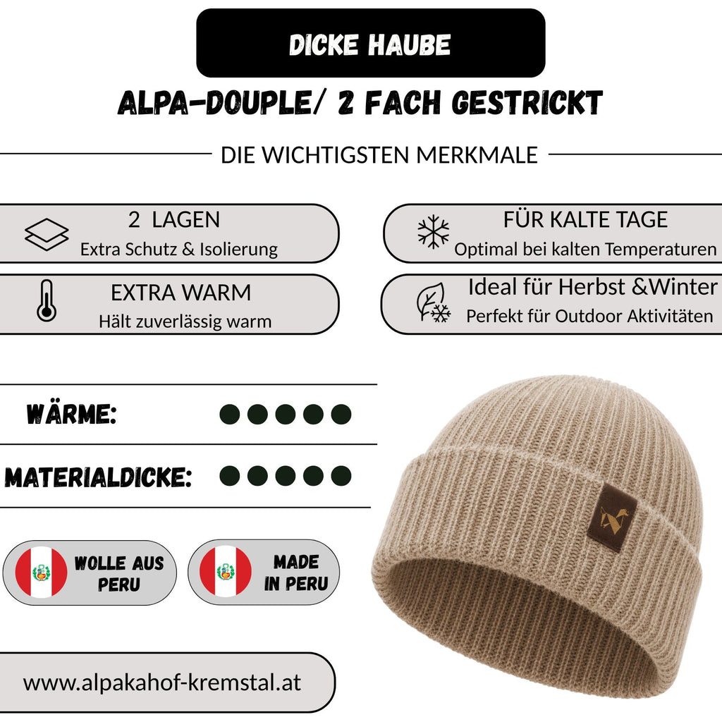Alpaka Mütze | Doppelt gestrickt | 100 % Alpakawolle | Unisex | ALPAKNIT