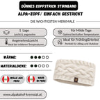Alpaka Stirnband | Zopfstrick | 100 % Alpakawolle | ALPAKNIT