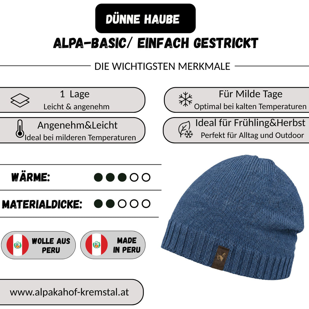 Alpaka Mütze | Einfach gestrickt | 100 % Alpakawolle | Unisex | ALPAKNIT