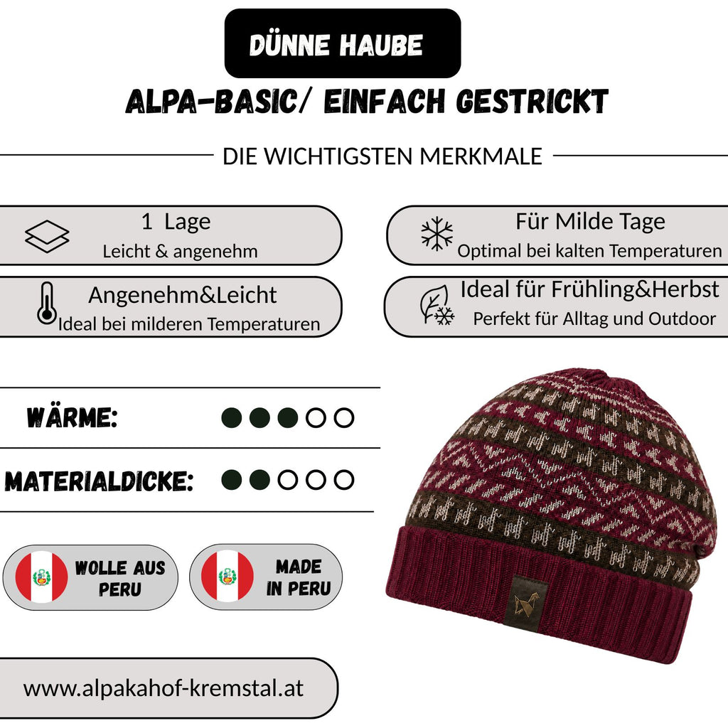 Alpaka Mütze | Einfach gestrickt | 100 % Alpakawolle | Unisex | ALPAKNIT