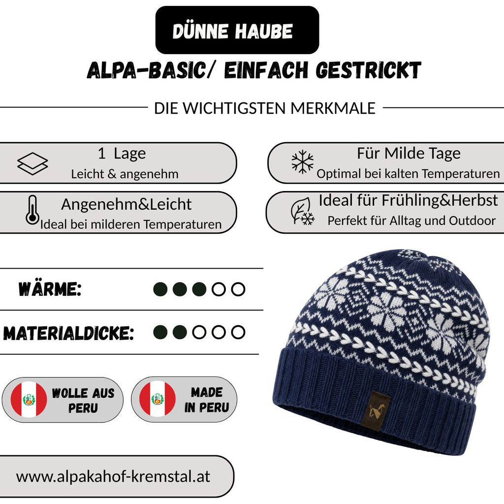 Alpaka Mütze | Einfach gestrickt | 100 % Alpakawolle | Unisex | ALPAKNIT