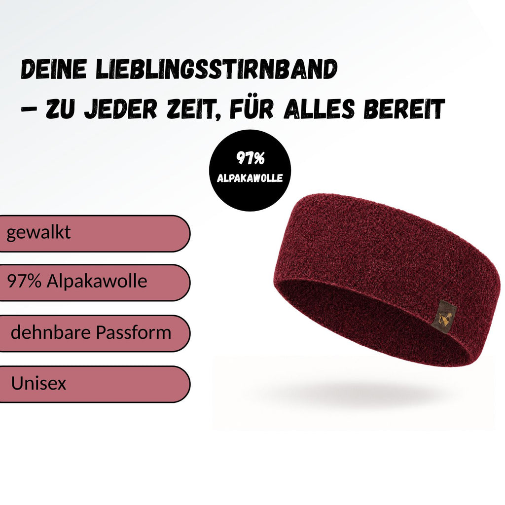 Alpaka STRETCH Stirnband aus 97%Alpakawolle ALPAKNIT