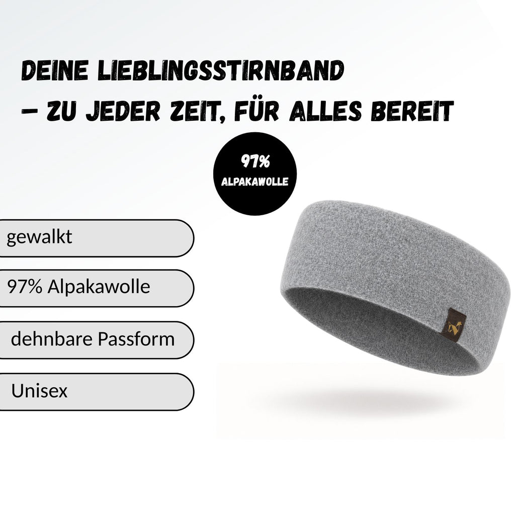 Alpaka STRETCH Stirnband aus 97%Alpakawolle ALPAKNIT