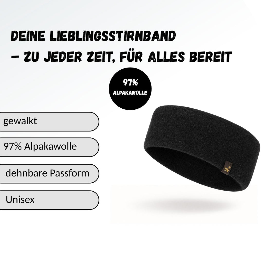 Alpaka STRETCH Stirnband aus 97%Alpakawolle ALPAKNIT