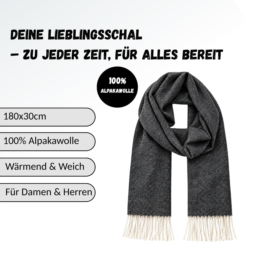 Baby Alpaka Schal – 100% Alpakawolle – 180 x 30cm – weich, warm & sanft zur Haut – eleganter Wollschal für Damen & Herren – temperaturregulierend, atmungsaktiv & unisex ALPAKNIT