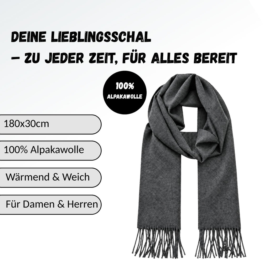 Baby Alpaka Schal – 100% Alpakawolle – 180 x 30cm – weich, warm & sanft zur Haut – eleganter Wollschal für Damen & Herren – temperaturregulierend, atmungsaktiv & unisex ALPAKNIT