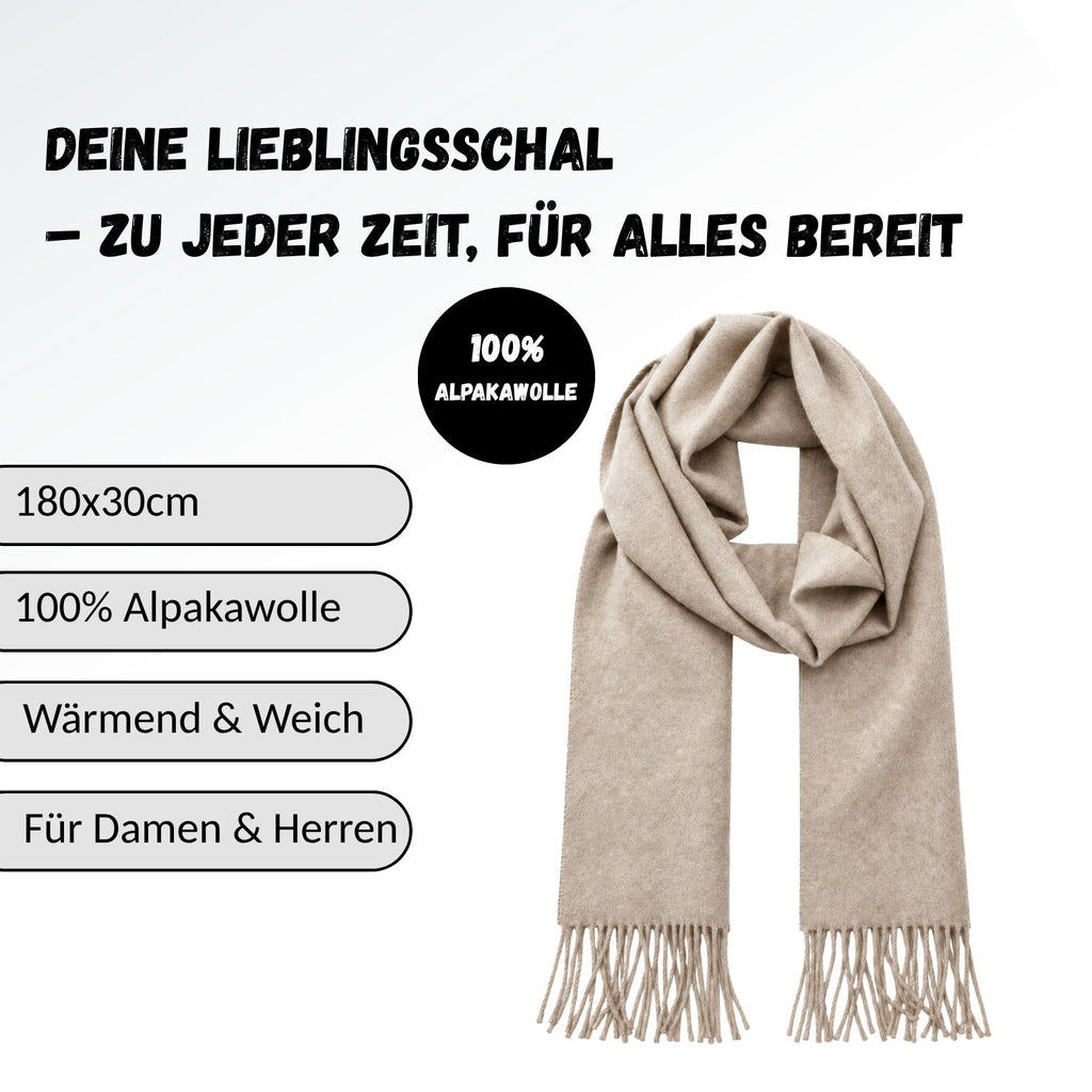 Baby Alpaka Schal – 100% Alpakawolle – 180 x 30cm – weich, warm & sanft zur Haut – eleganter Wollschal für Damen & Herren – temperaturregulierend, atmungsaktiv & unisex ALPAKNIT