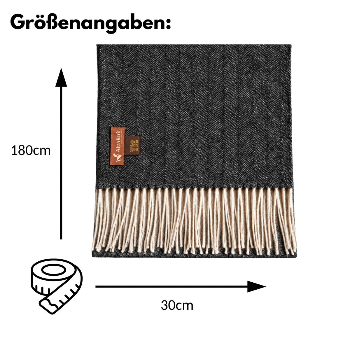 Baby Alpaka Schal – 100% Alpakawolle – 180 x 30cm – weich, warm & sanft zur Haut – eleganter Wollschal für Damen & Herren – temperaturregulierend, atmungsaktiv & unisex ALPAKNIT